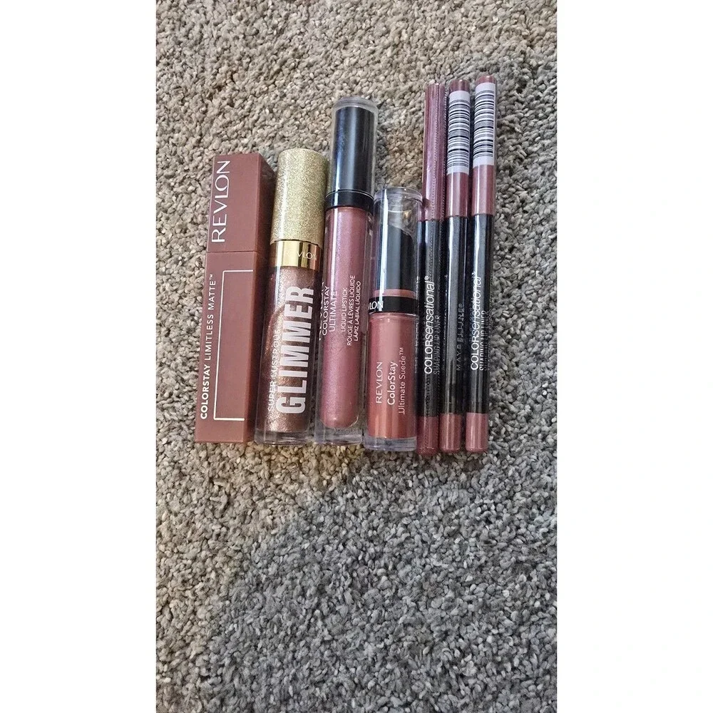 LOT OF 9:RevlonGlimmer Gloss Colorstay,3 Maybelline Color Sensational Liner*NEW*